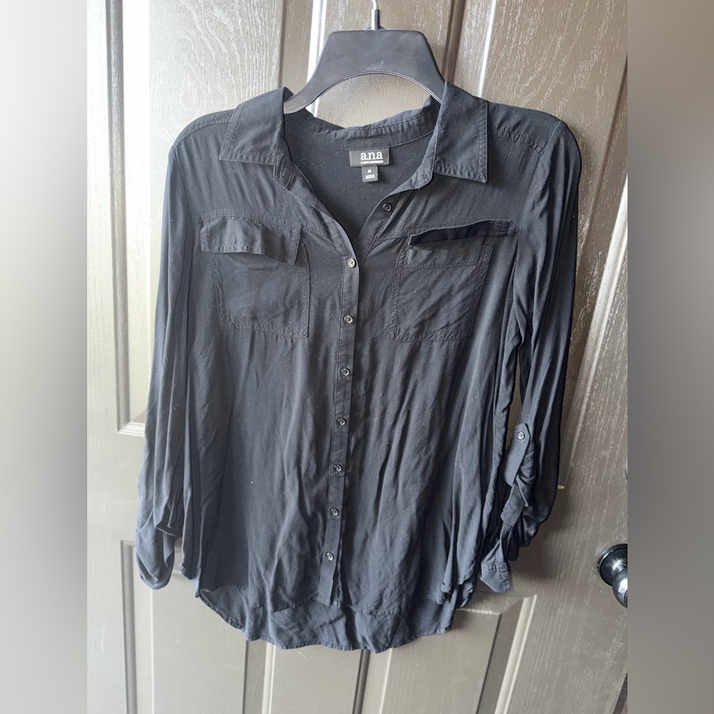 Ana Black Button-Up Blouse